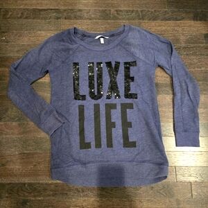 Victoria's Secret Y2K VTG LUXE LIFE Bling Scoop Neck Tunic Sweatshirt- SZ Small